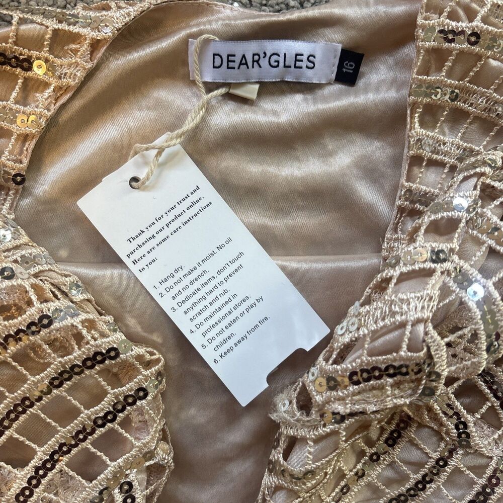 Dear'gles Women's Cocktail Mini Sequin Gold Night Out shimmer Dress Size 16 - Picture 7 of 16